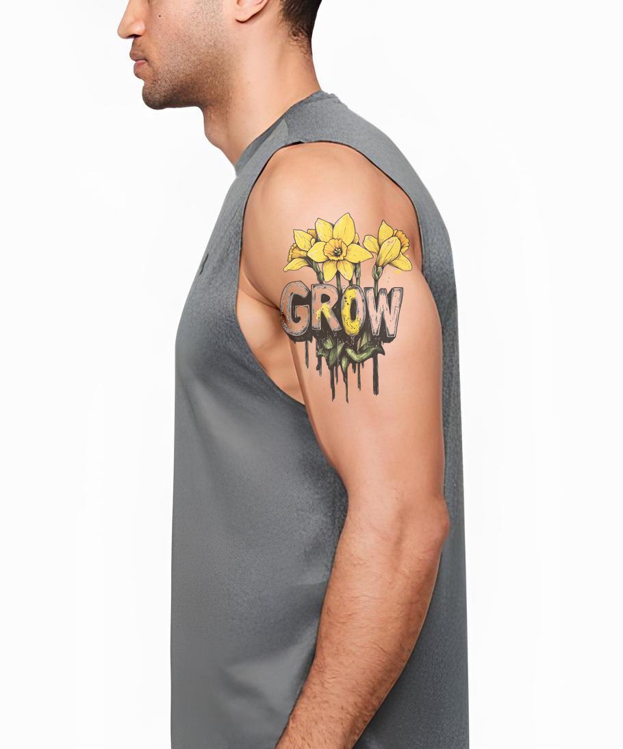 Design de Tatuagem com Letra de Crescimento Botânico