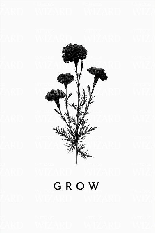 Nápad na minimalistické tetování karafiátu Grow