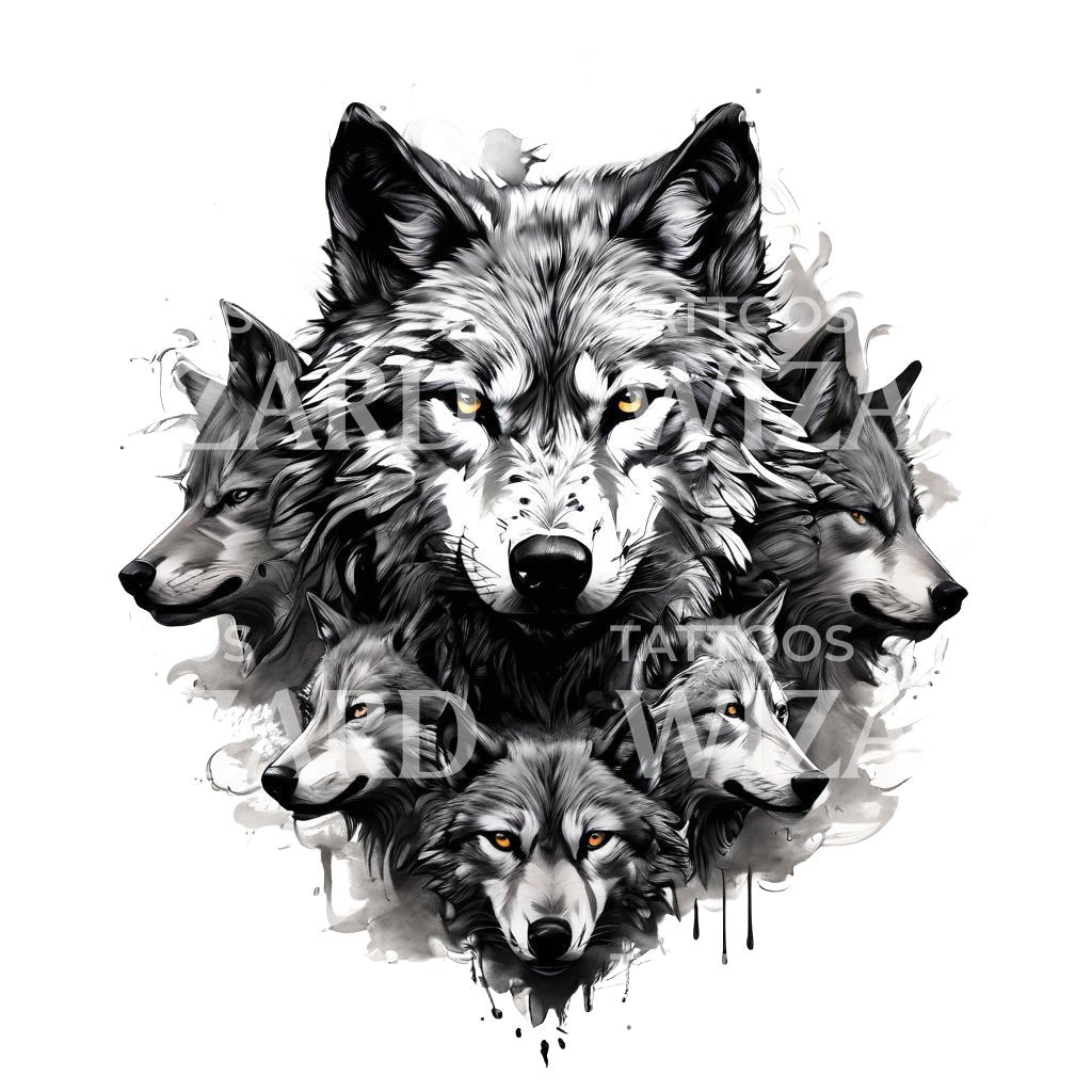 Wolf Pack Tattoo Design