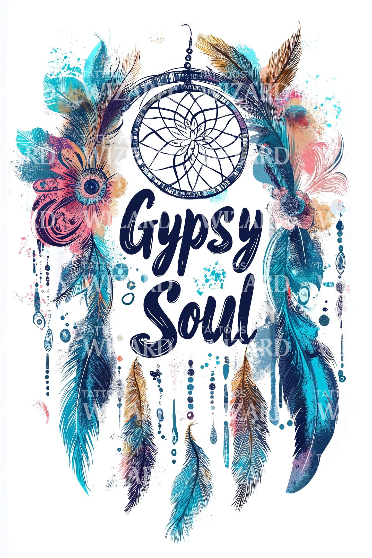 Gypsy Soul Dreamcatcher Tattoo Illustration