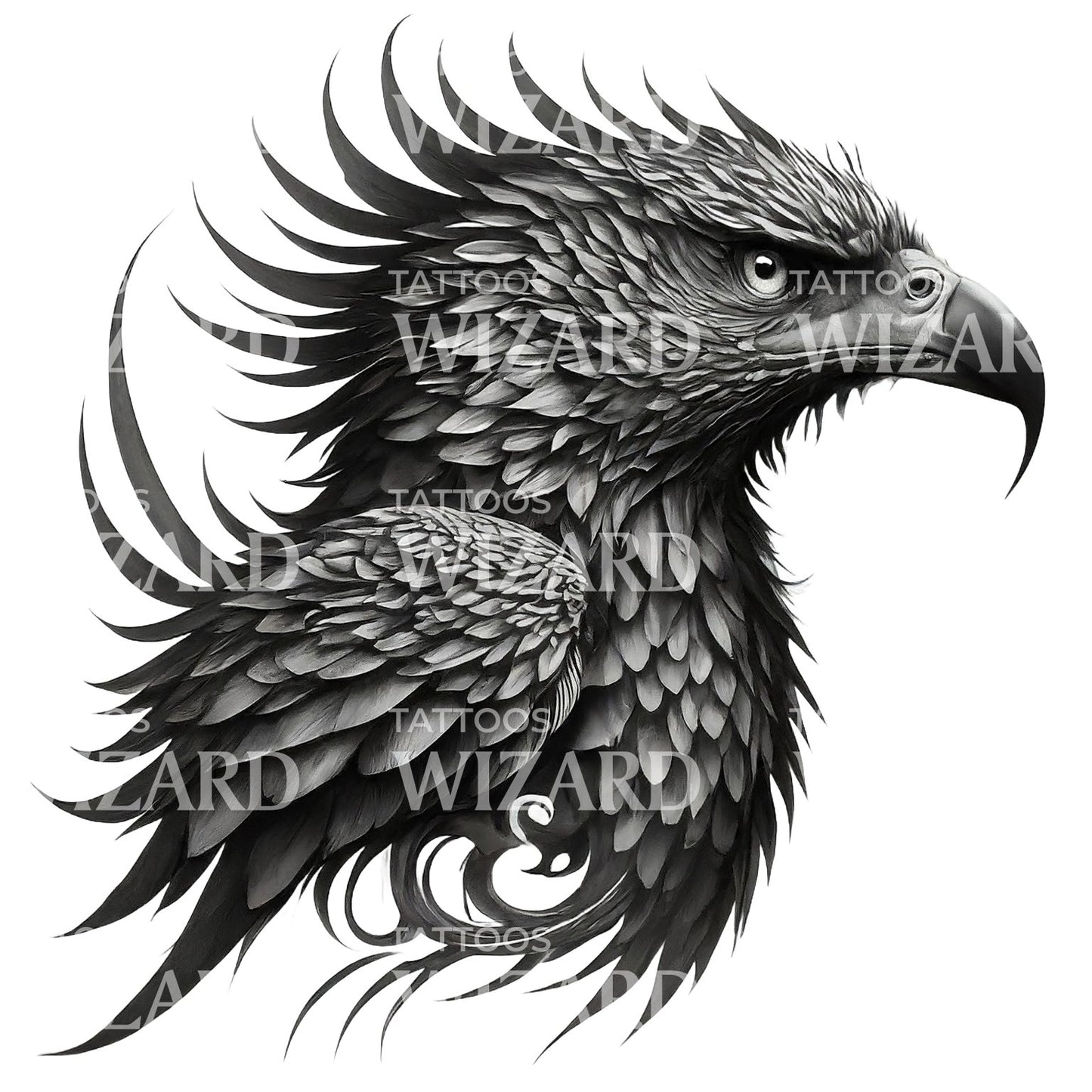 Realm Unveiled Hawk Tattoo Design