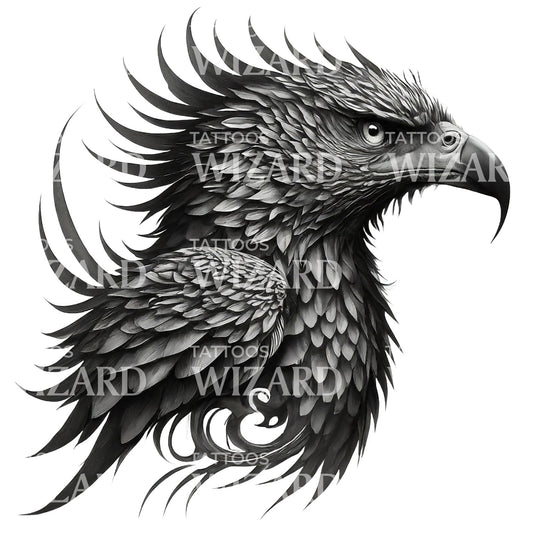 Realm Unveiled Hawk Tattoo Design