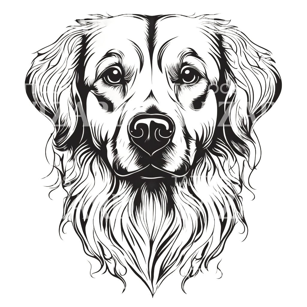 Golden Retriever Dog Head Tattoo Design