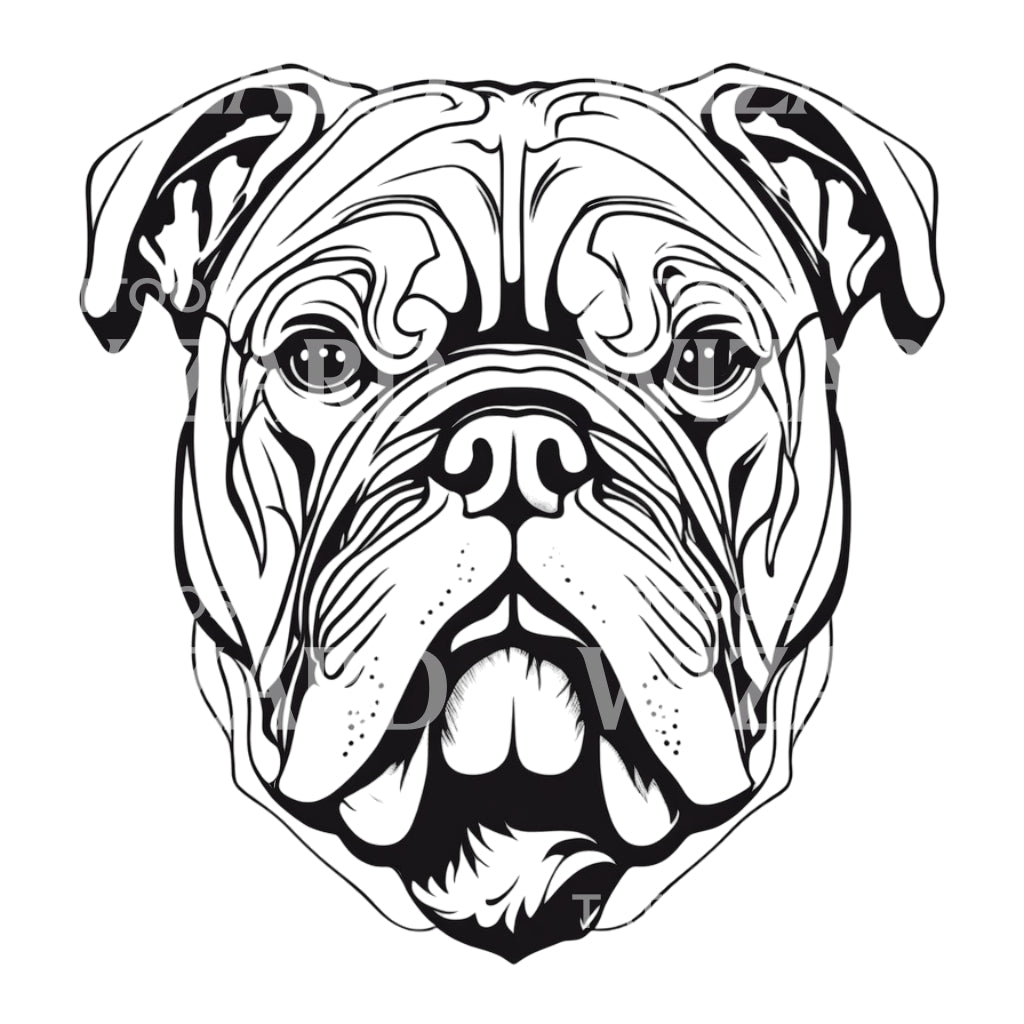 BullDog Dog Head Tattoo Design