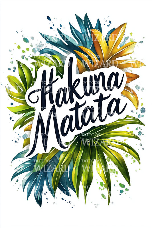 Hakuna Matata Tropical Tattoo Design