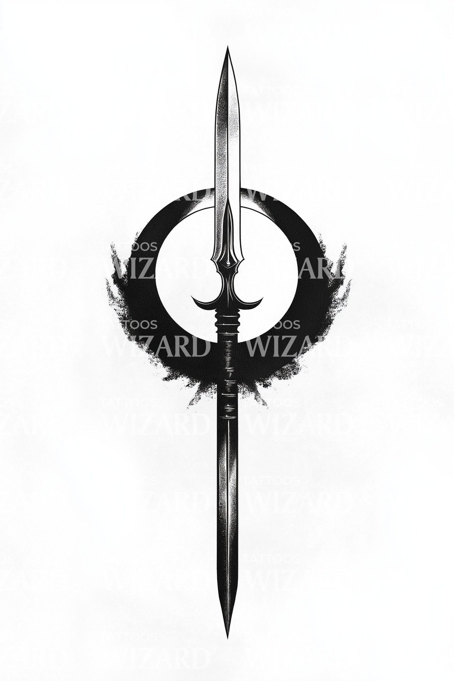 Halo Spear Circle Tattoo Design