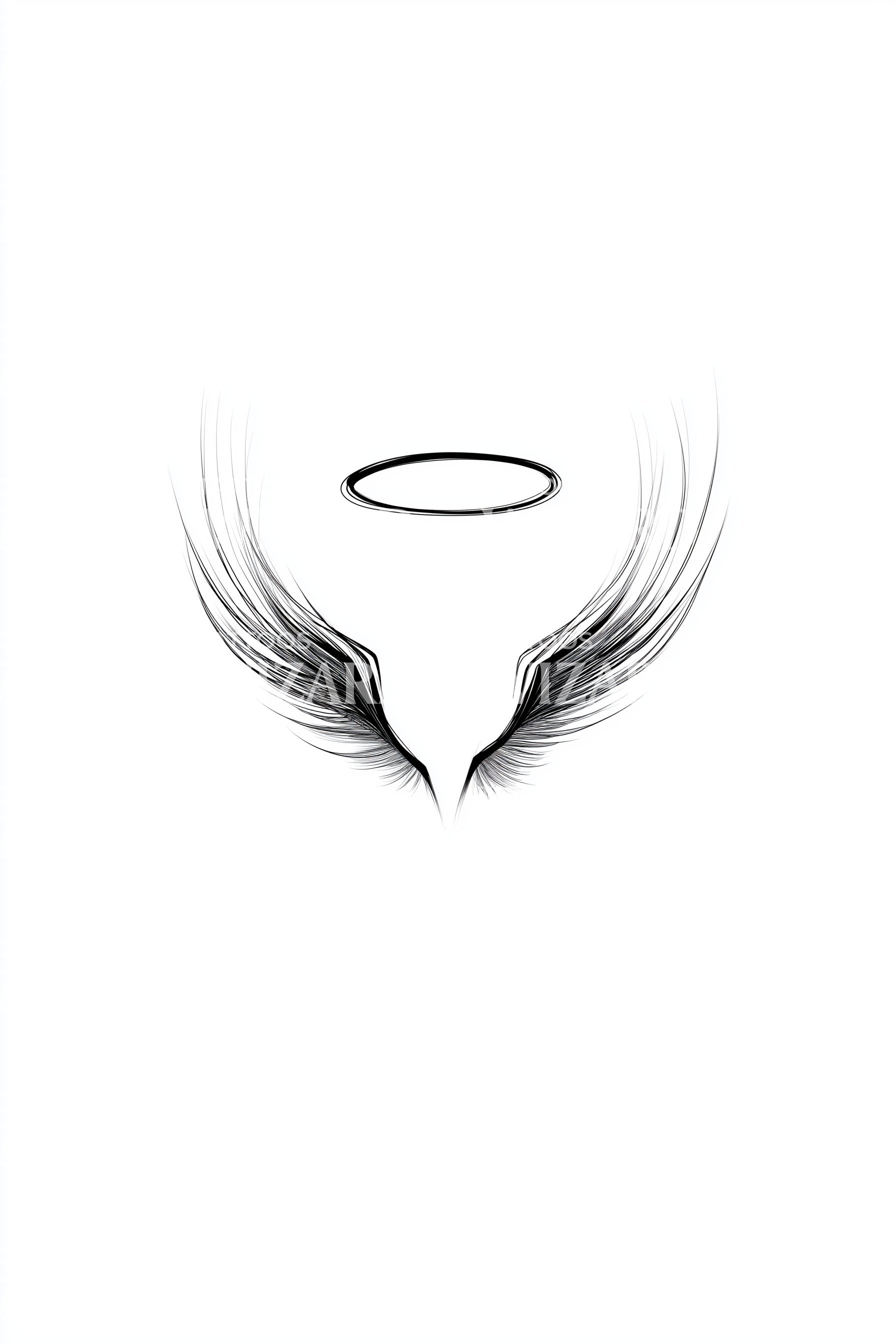 Tattoos with Angel Wings and Halo Design