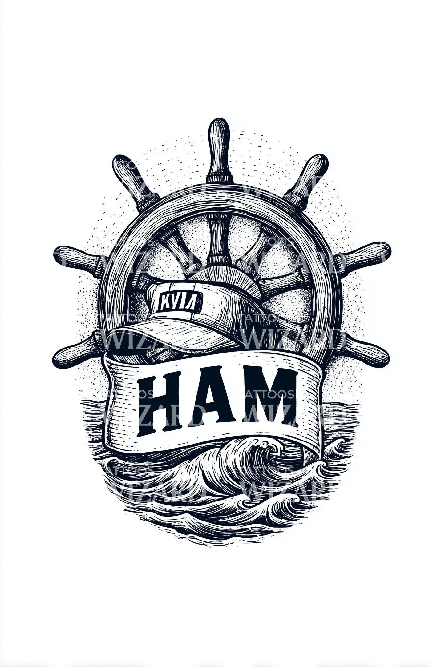 Hamburg Helm Crest Tattoo Illustration