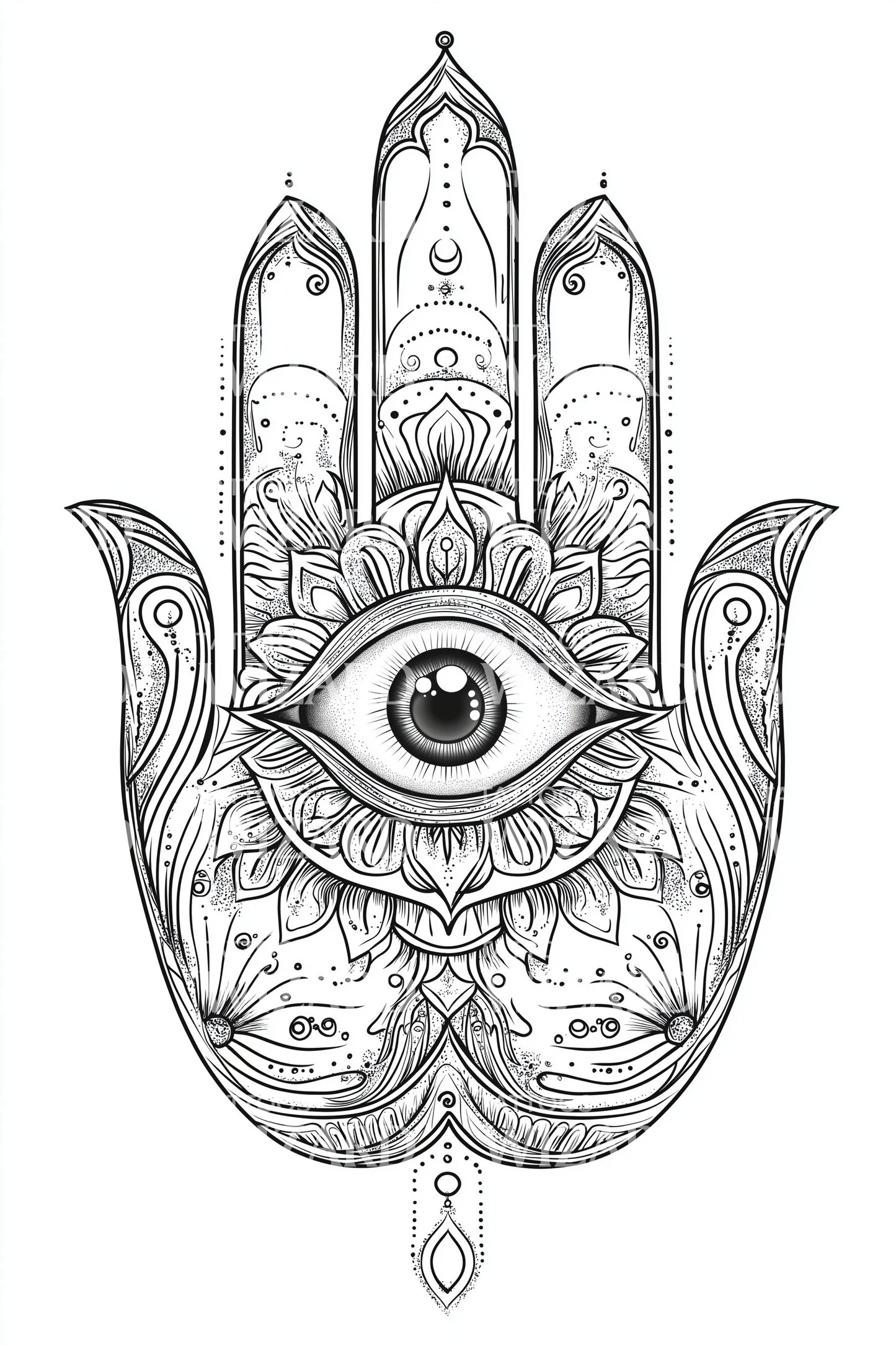 Hamsa Hand Mystic Eye Tattoo Design