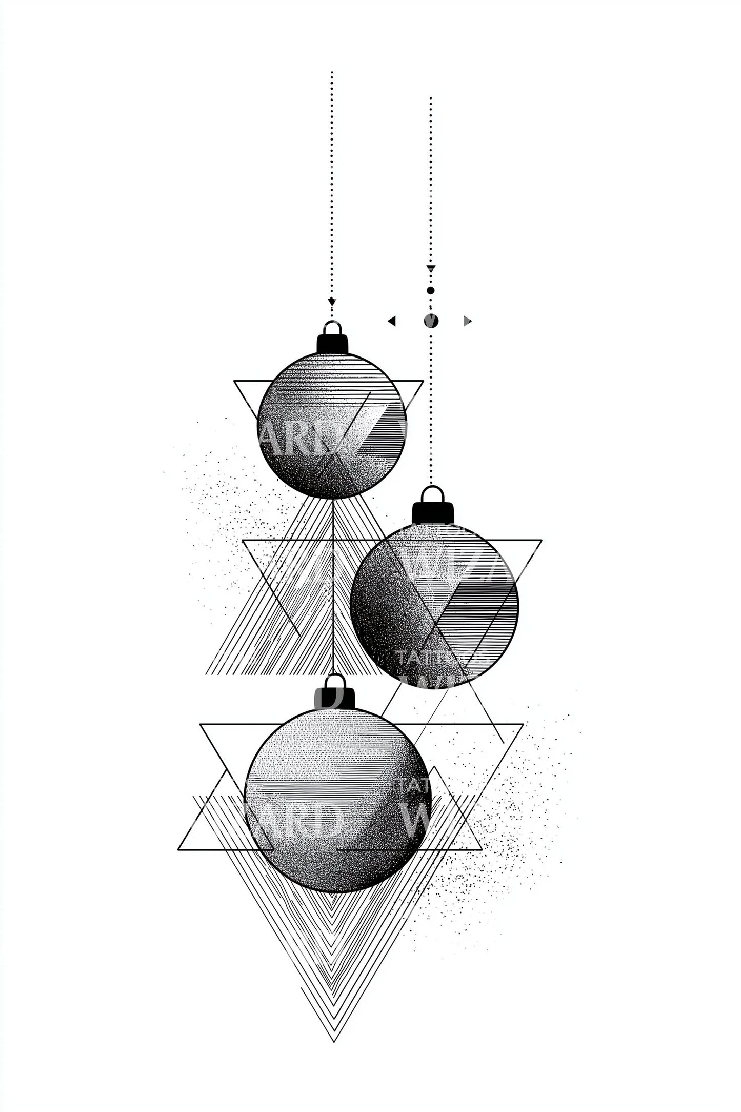 Hanging Geometric Ornaments Tattoo Idea