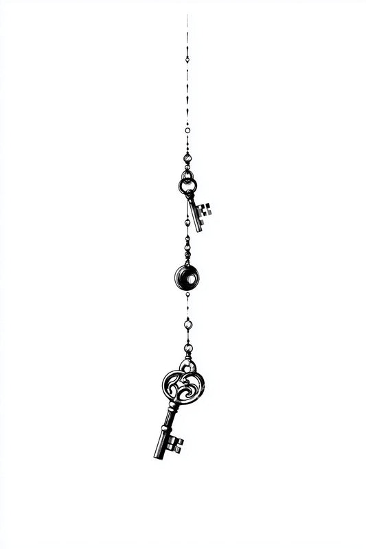 Hanging Keys Line Tattoo Idea
