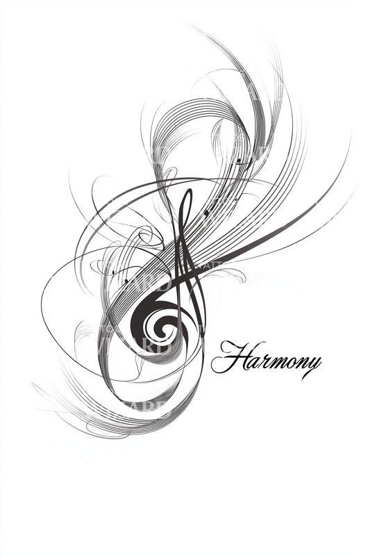 Harmony Swirl Note Tattoo Design