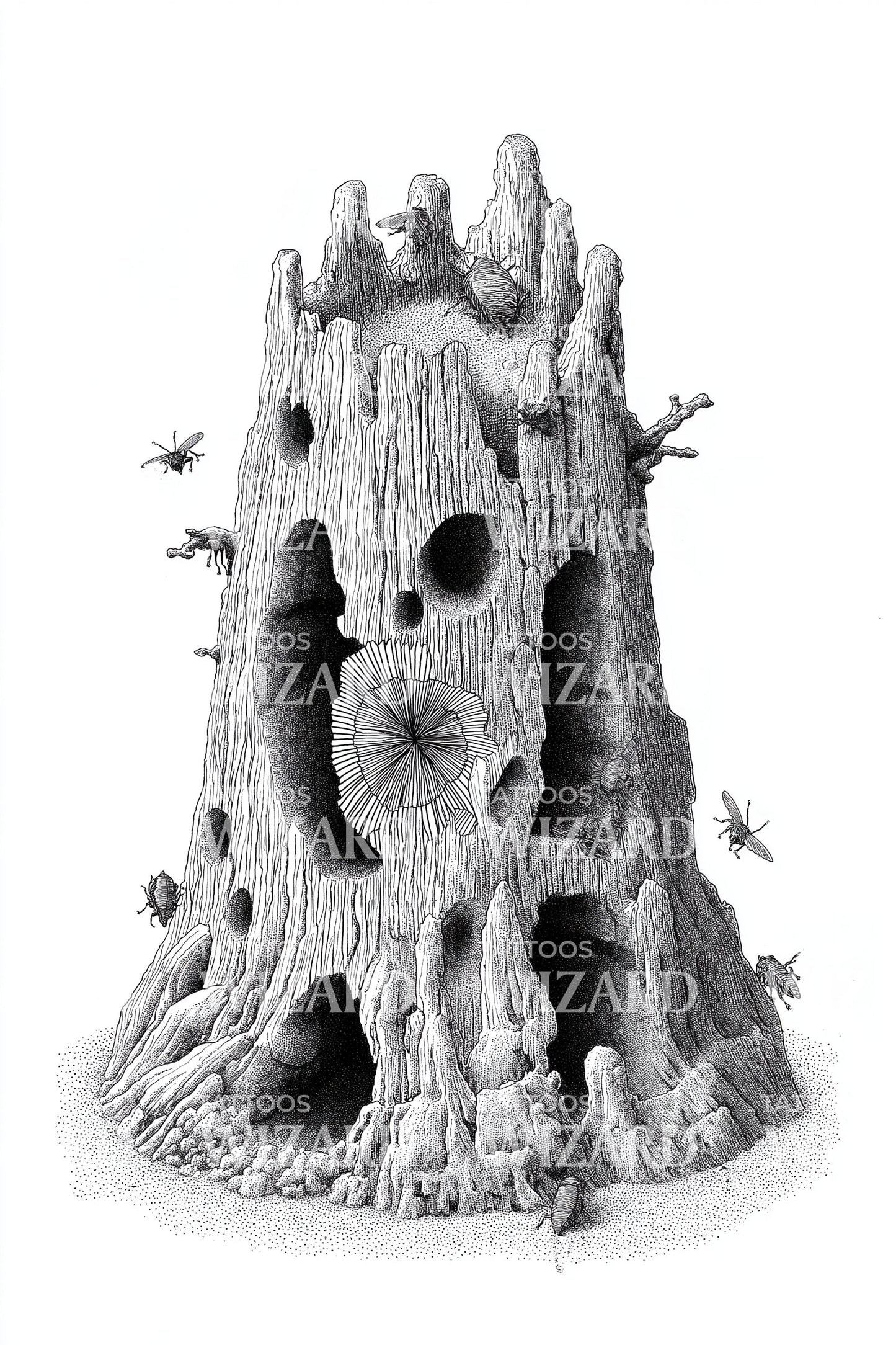 Haunted Hollow Stump Tattoo Design