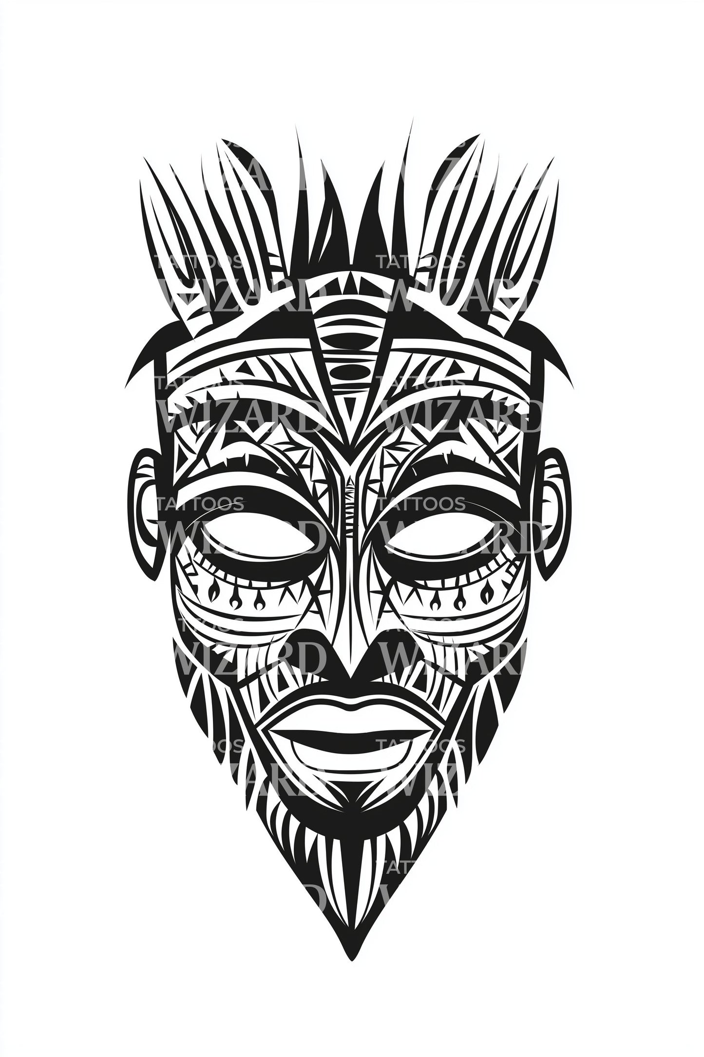 Headdress Tribal Mask Tattoo Design