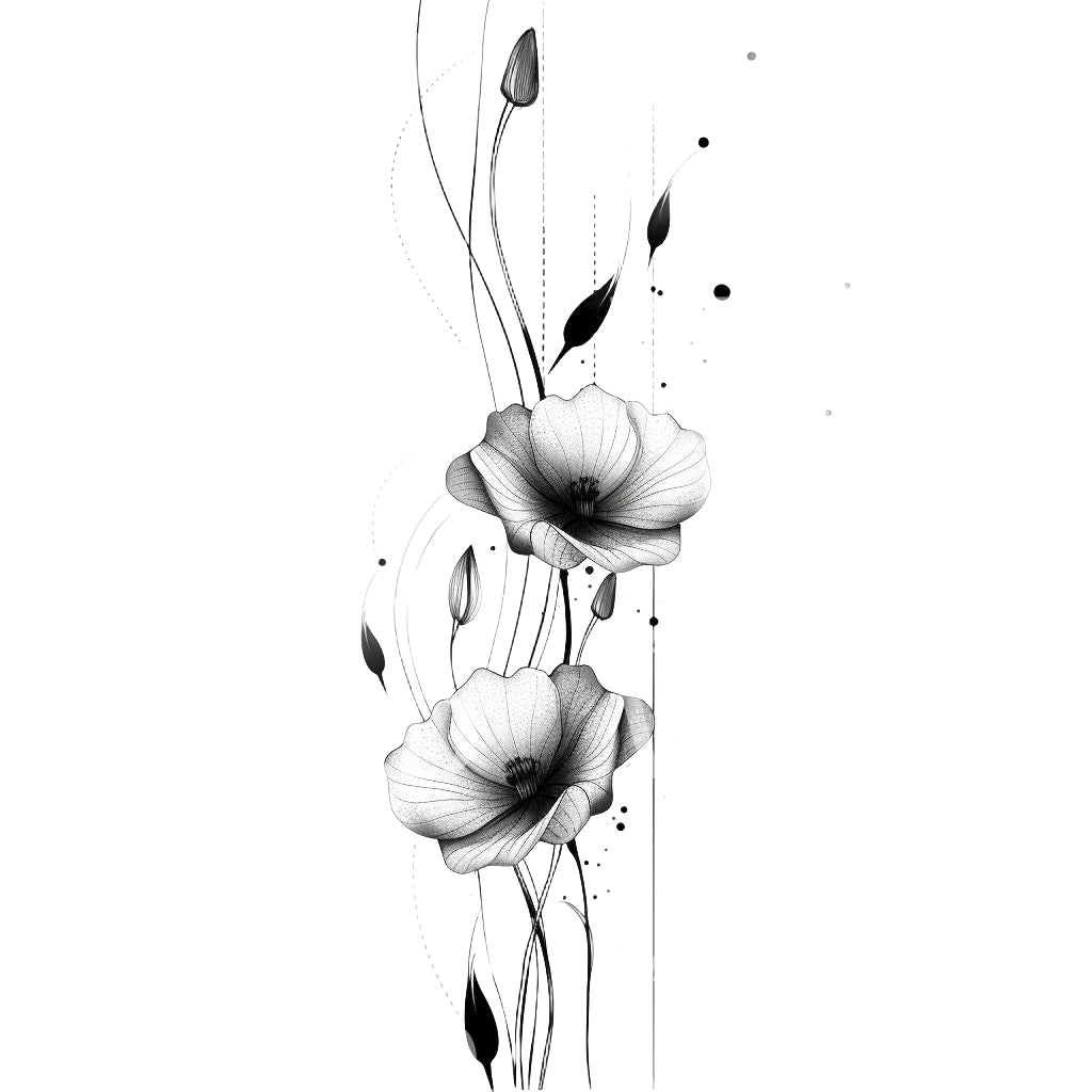 Healing Symbolic Poppy Flowers Tattoo Design