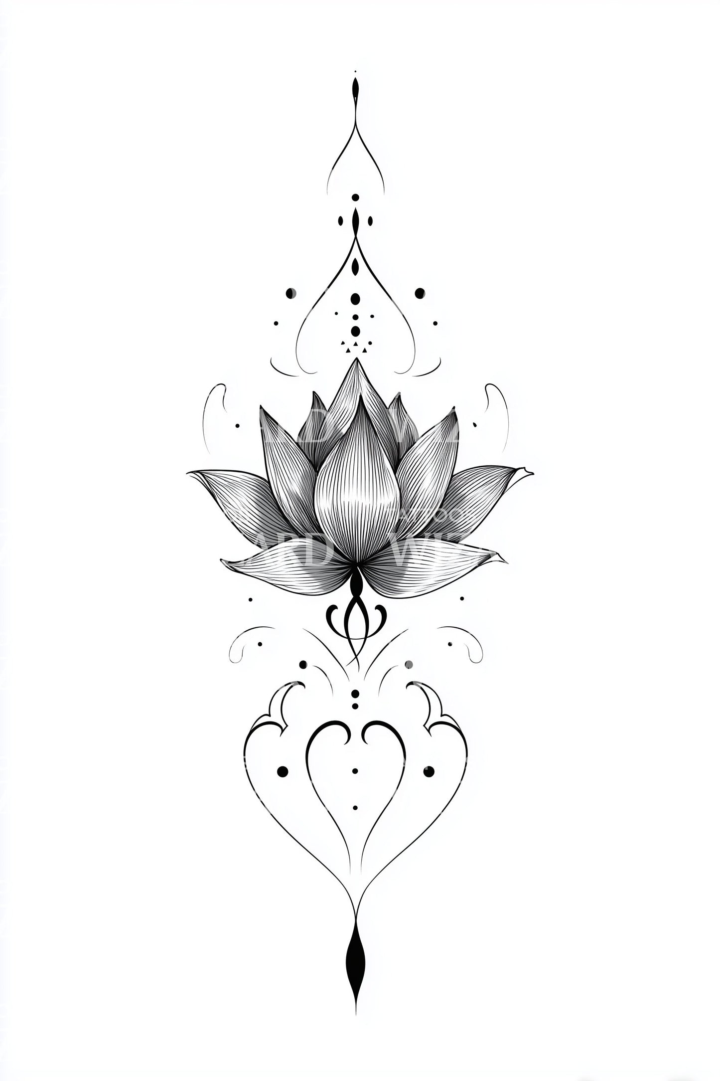 Heartline Lotus Symbol Tattoo Design