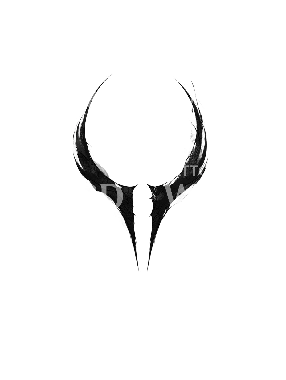 Тату-дизайн с символическими рогами в стиле Hellscape