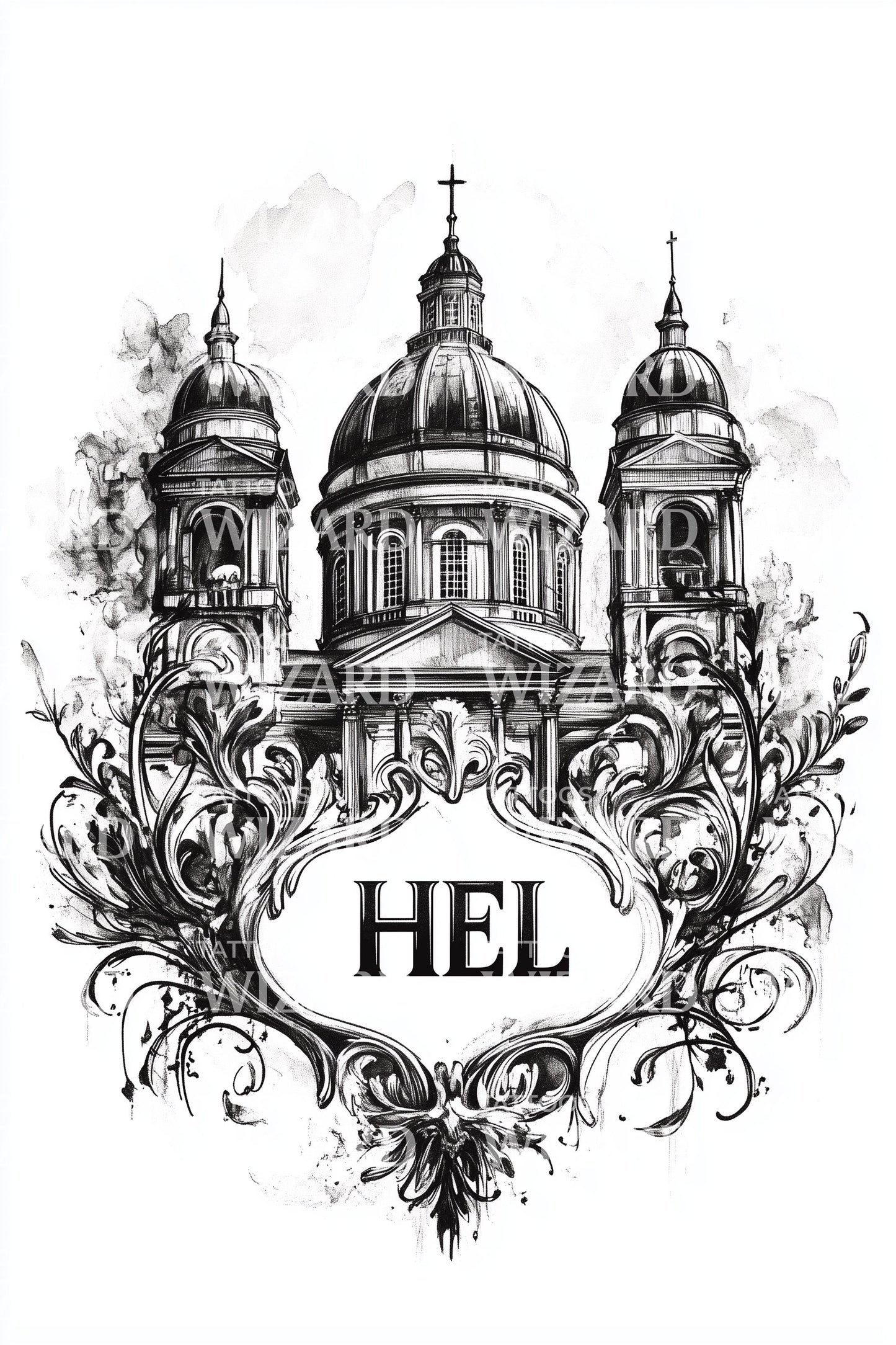 Helsinki HEL Cathedral Tattoo Design