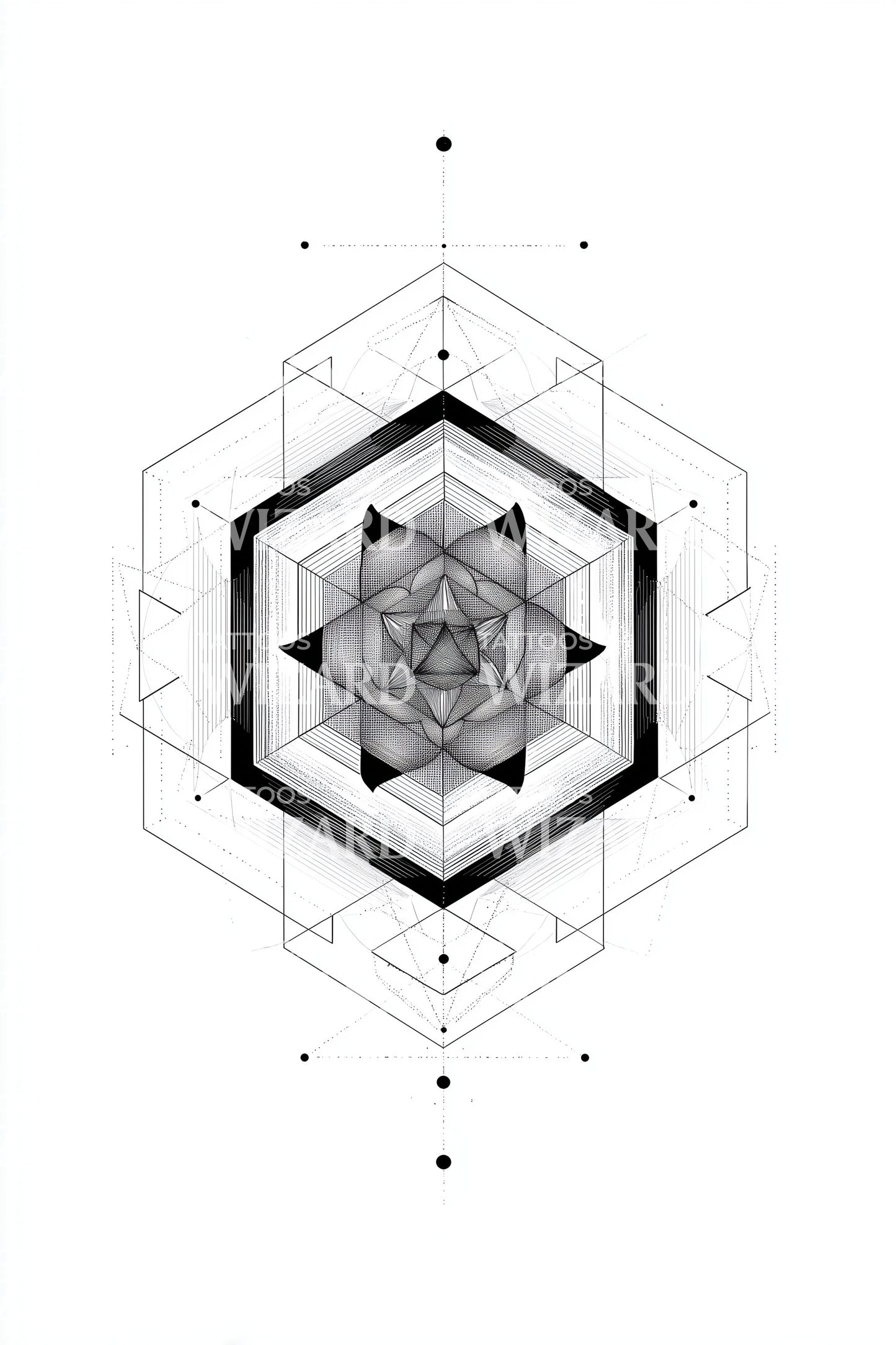 Disegno Tatuaggio Mandala Stella Esagonale