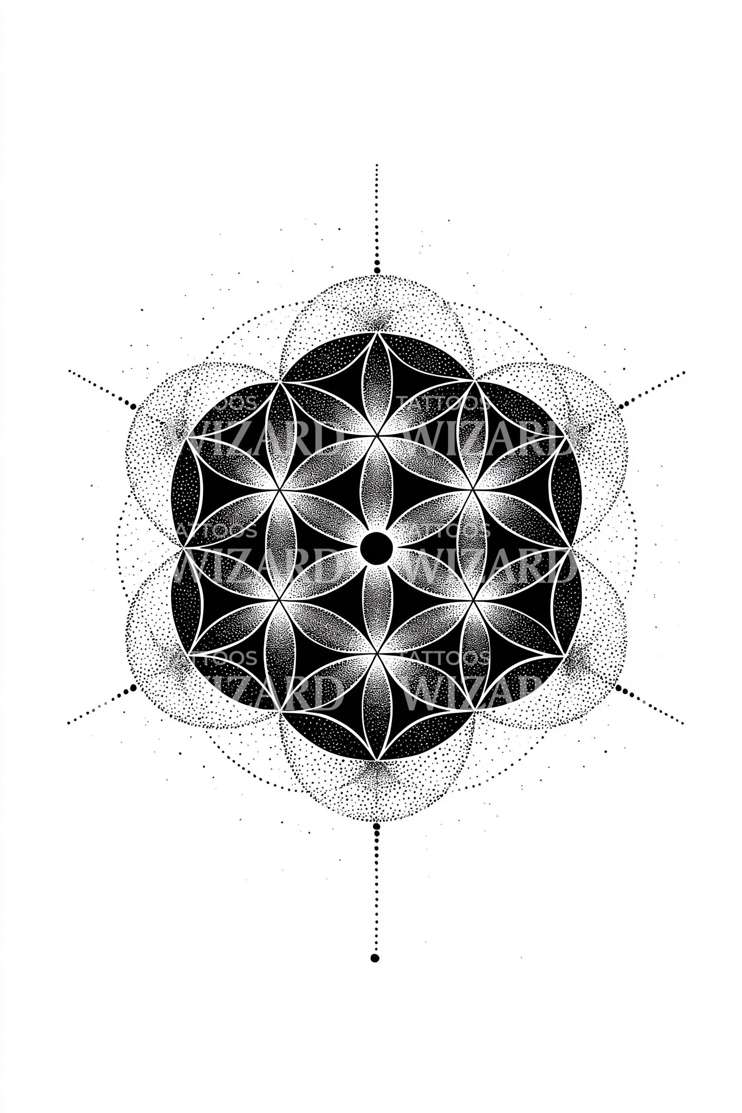 Design Tatuaggio Matrice Fiore Esagonale