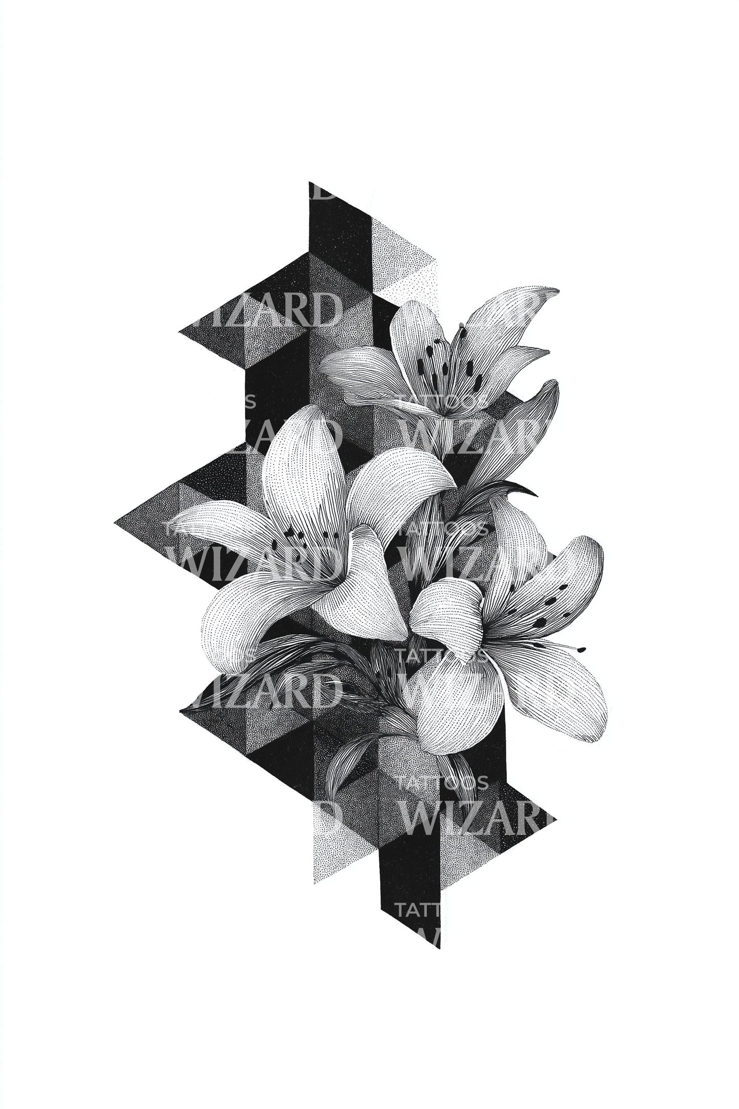 Hexagon Bloom Mosaic Tattoo Design