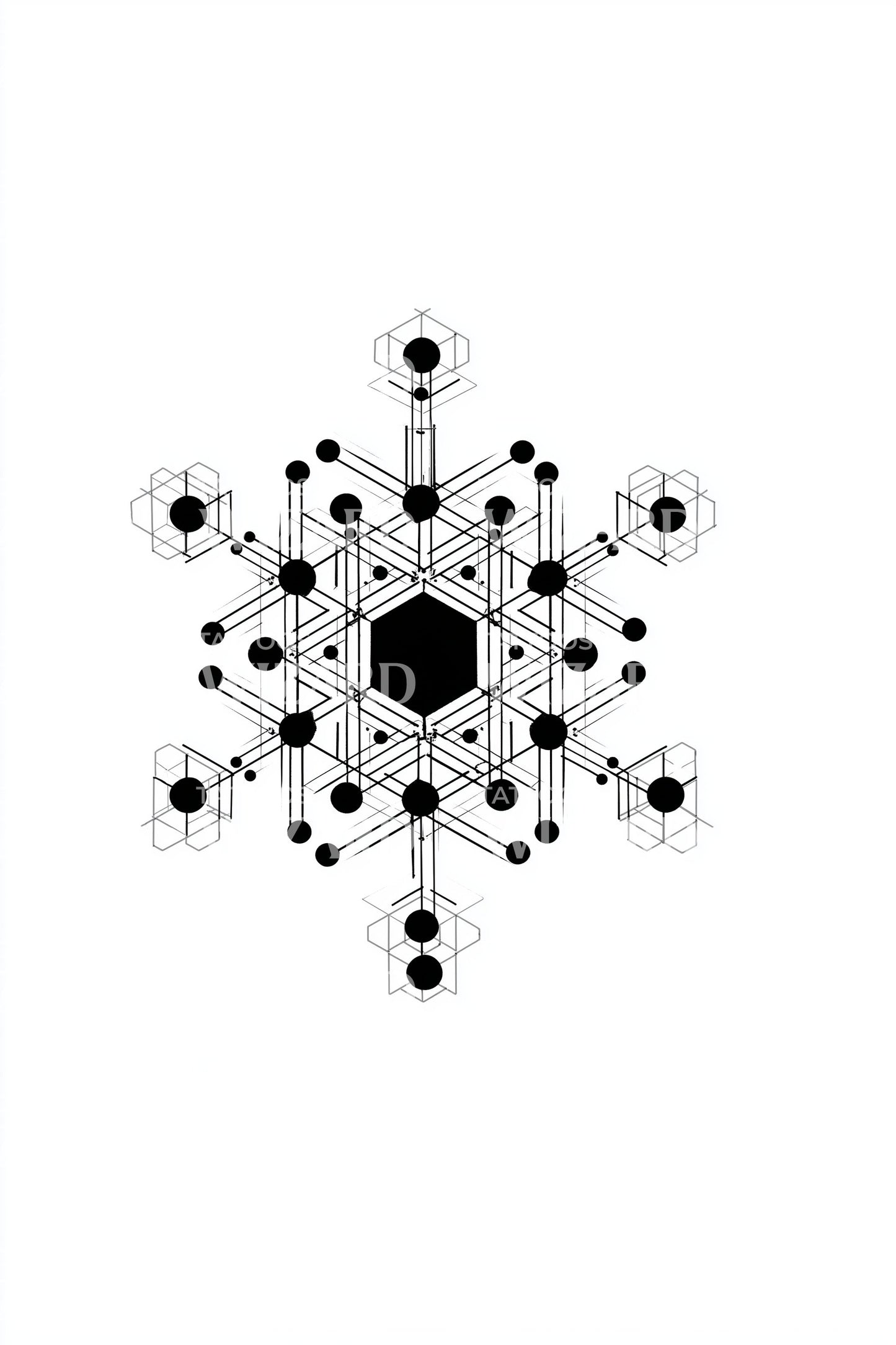 Hexagonal Sacred Snowflake Tattoo Design