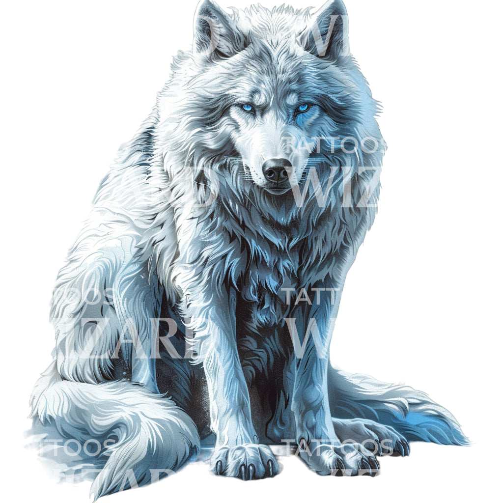 Ghost Direwolf Jon Snow Tattoo Design