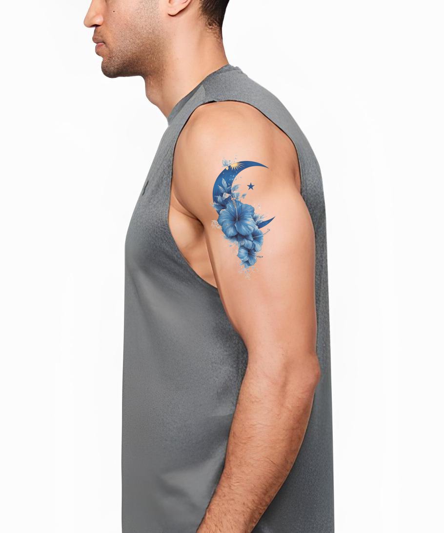Malaysischer Halbmond Hibiskus Tattoo-Design