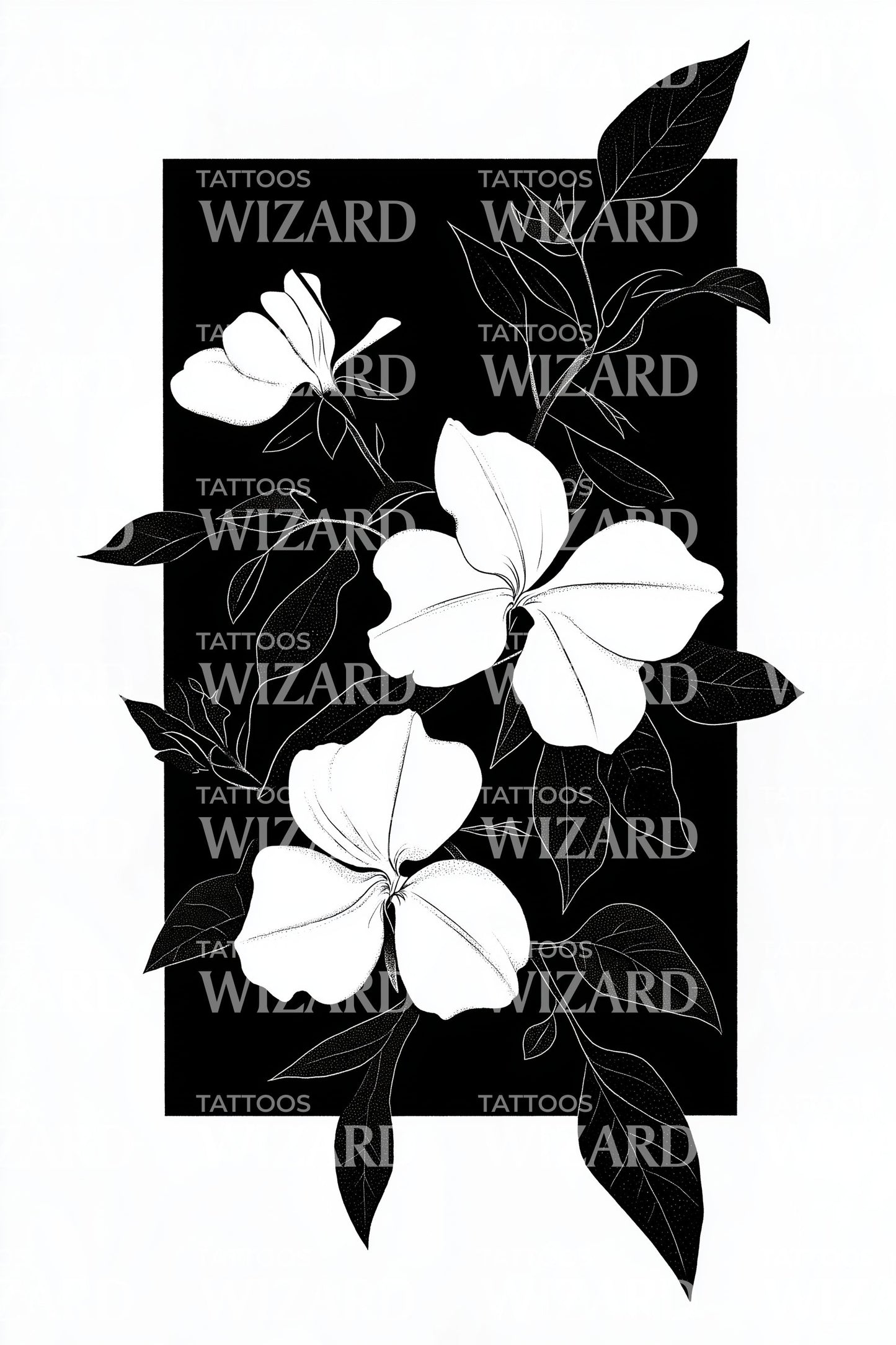 Design tatuaggio Hibiscus a spazio negativo