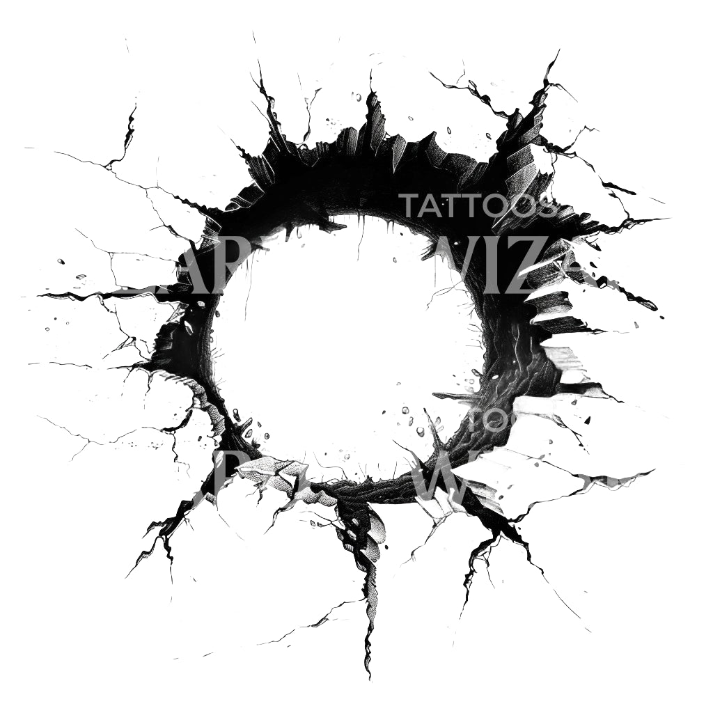 Hole in the Ground Illusion Tattoo Design