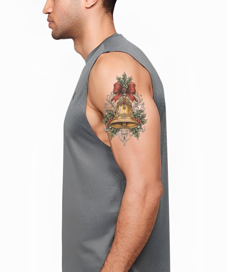 Festive Bell Ornament Tattoo Design