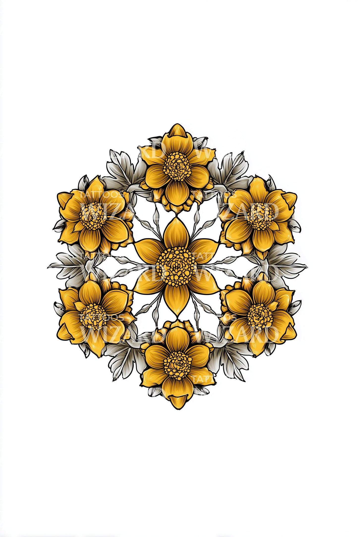 Design de tatouage grappe de lotus en nid d'abeille