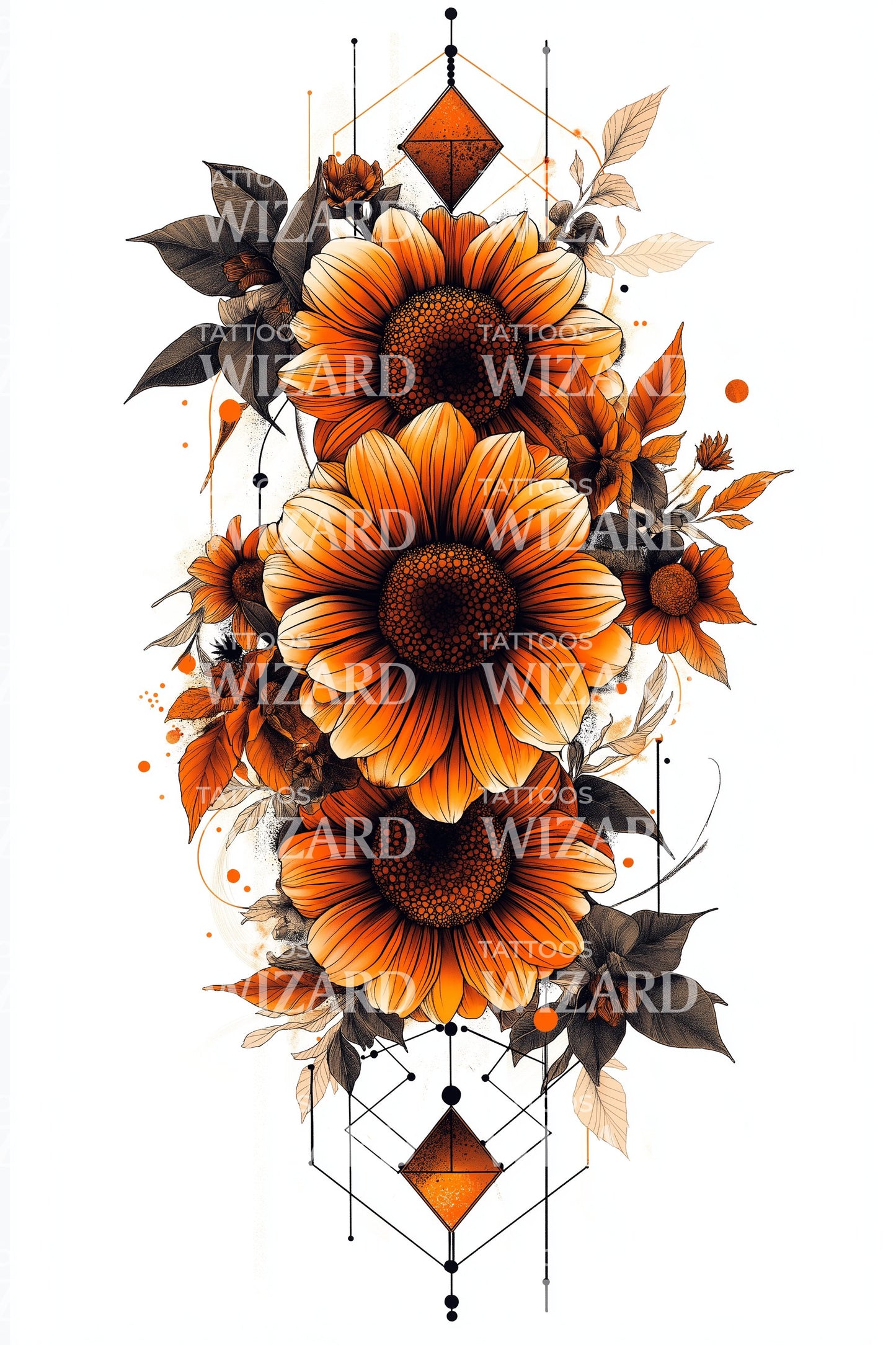 Honeycomb Marigold Tower Tattoo Design