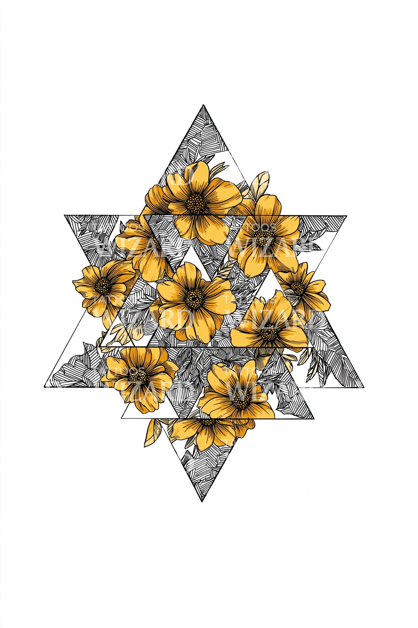 Design tatuaggio Fiore Stella Alveare