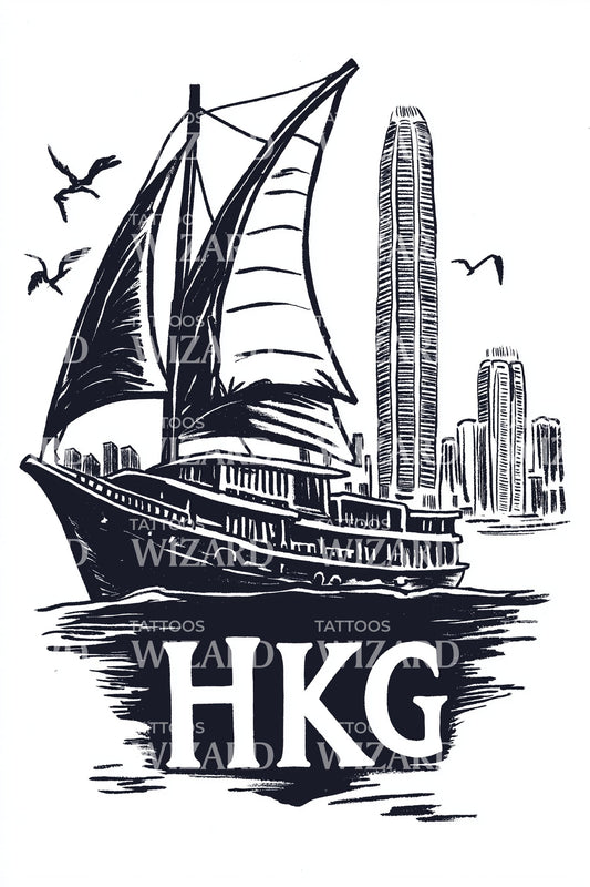 Hong Kong Junk Tattoo Design