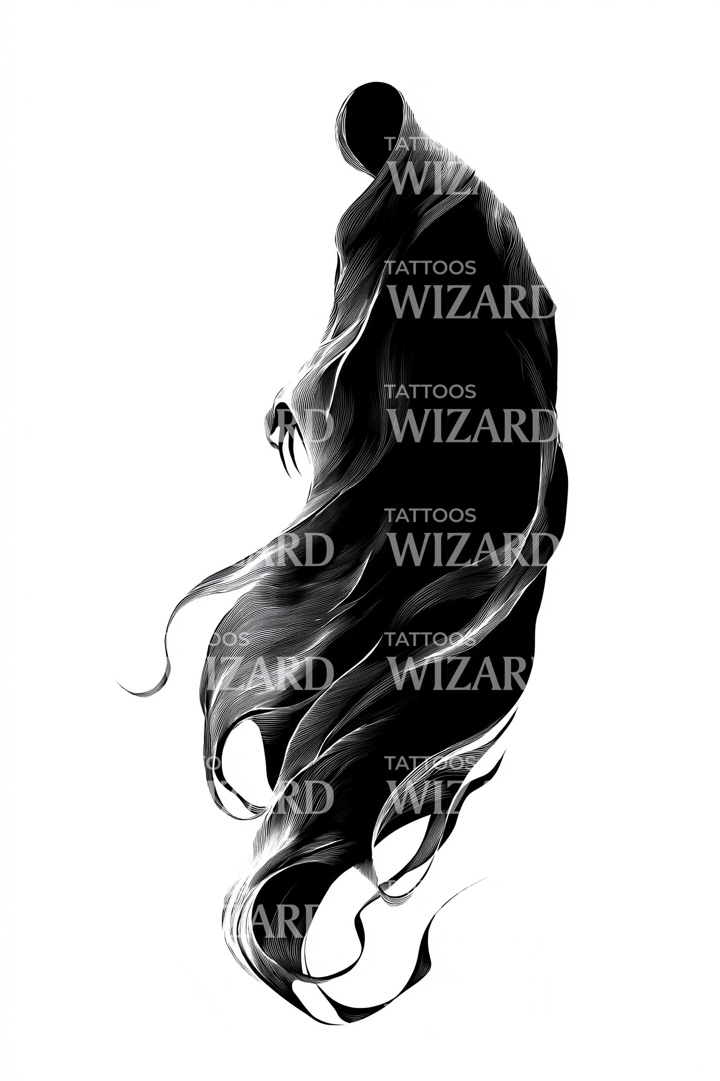 Hooded Phantom Figure Tattoo Design