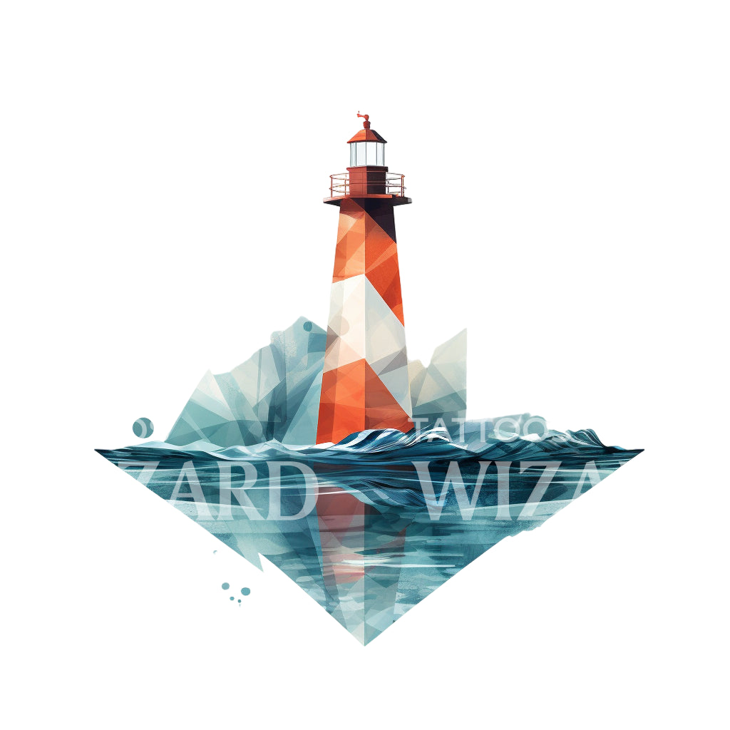 Geometric Lighthouse Tattoo Design