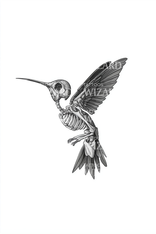 Hummingbird Linework Tattoo Design