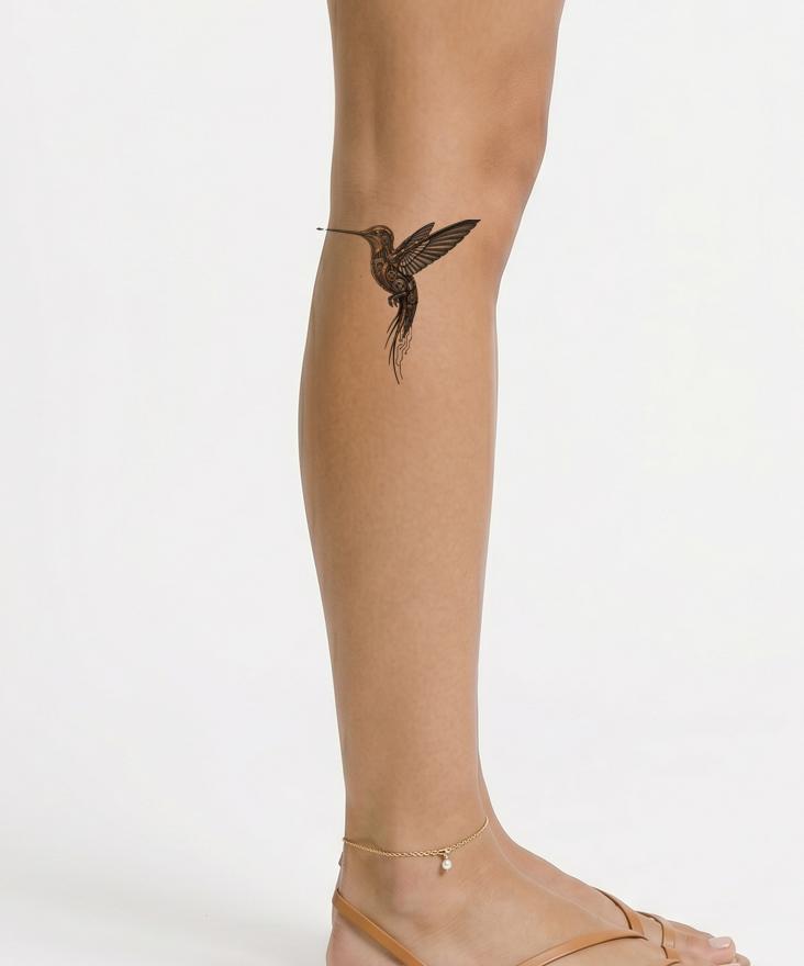 Diseño de tatuaje de colibrí steampunk