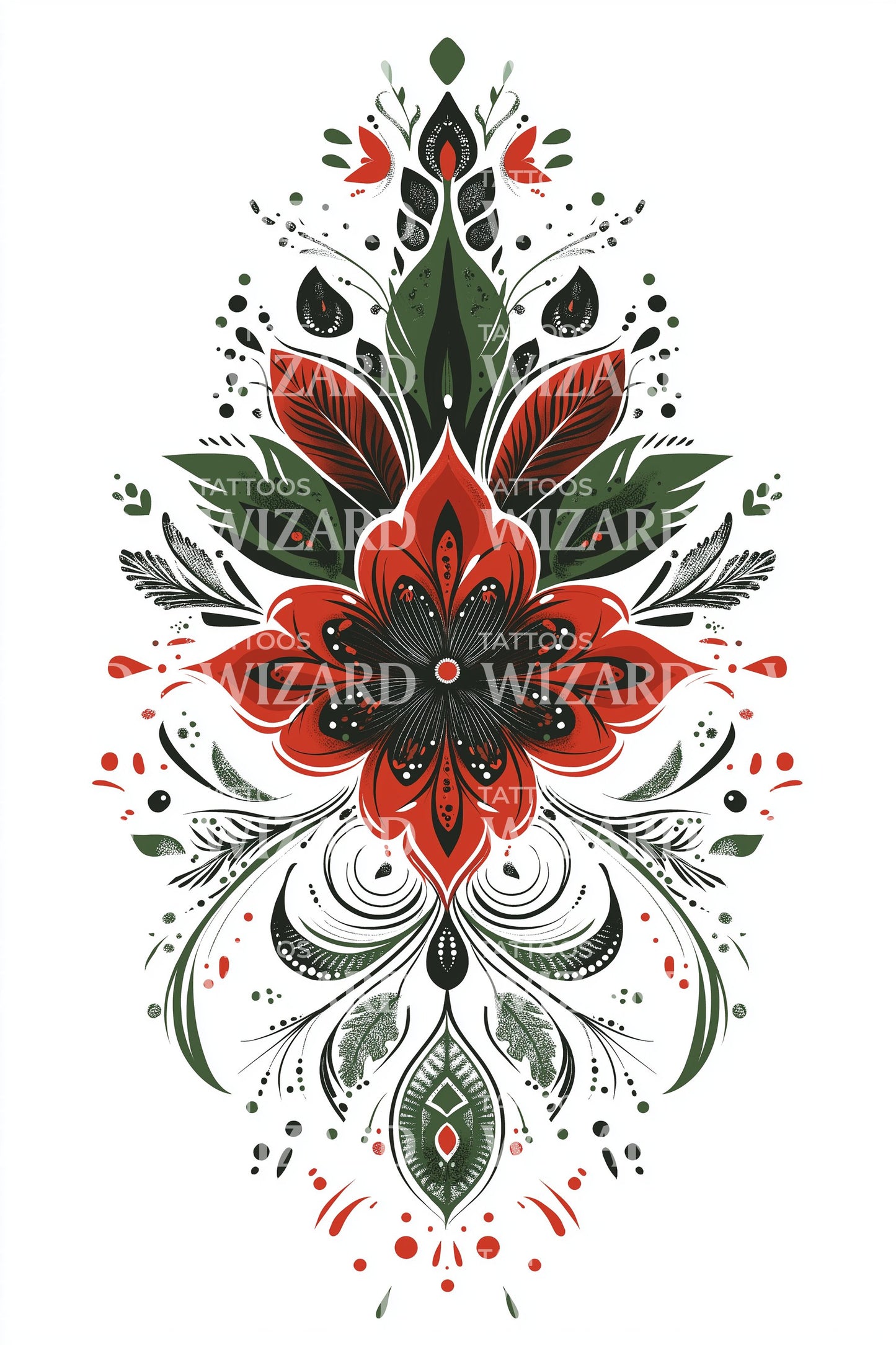 Hongaarse Kalocsa Bloesem Tatoeage Ontwerp