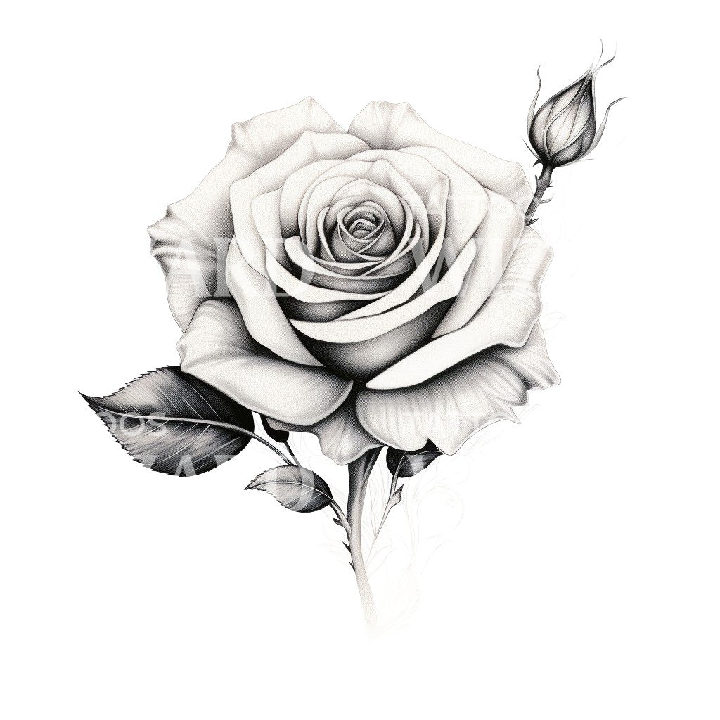 open rose tattoo design