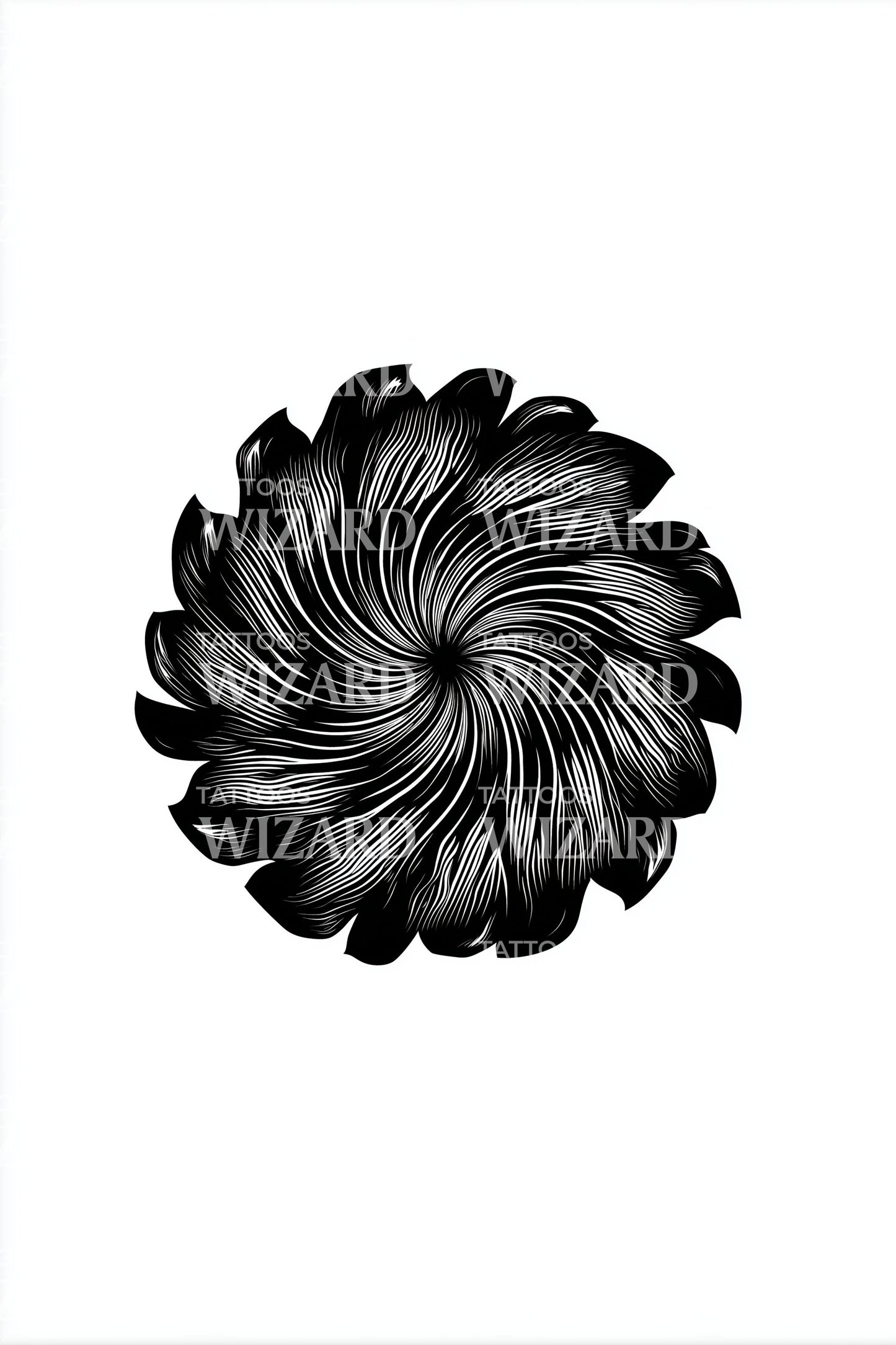 Desenho de Tatuagem Espiral de Pétalas Hipnóticas