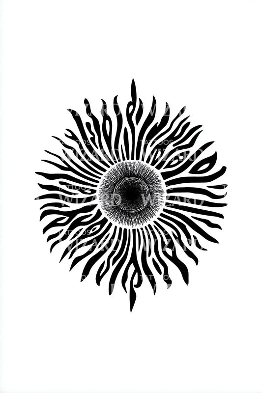 Гипнотический солнечный спиральный дизайн татуировки