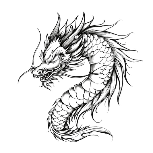 Black and White Chinese Dragon Tattoo Design