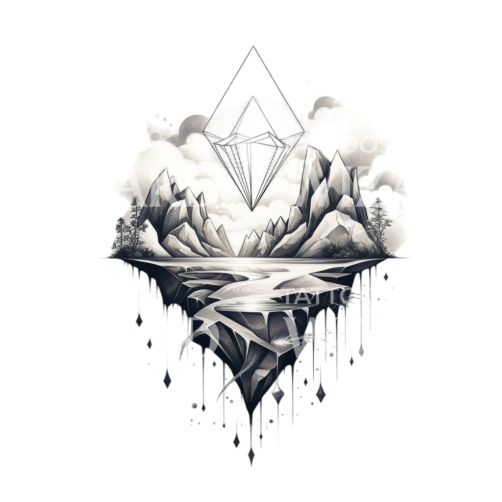 Dotwork Diamond Mountain Tattoo Design Tattoos Wizard Designs