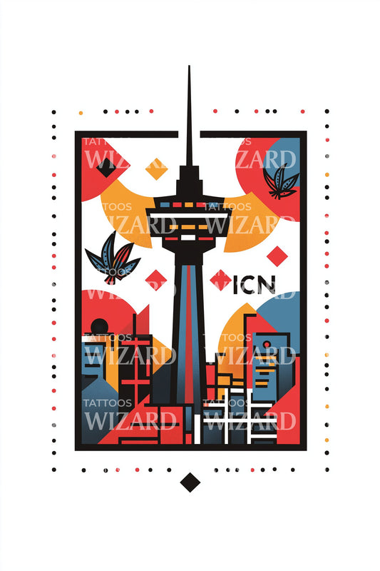 ICN Pop Skyline Tattoo Illustration