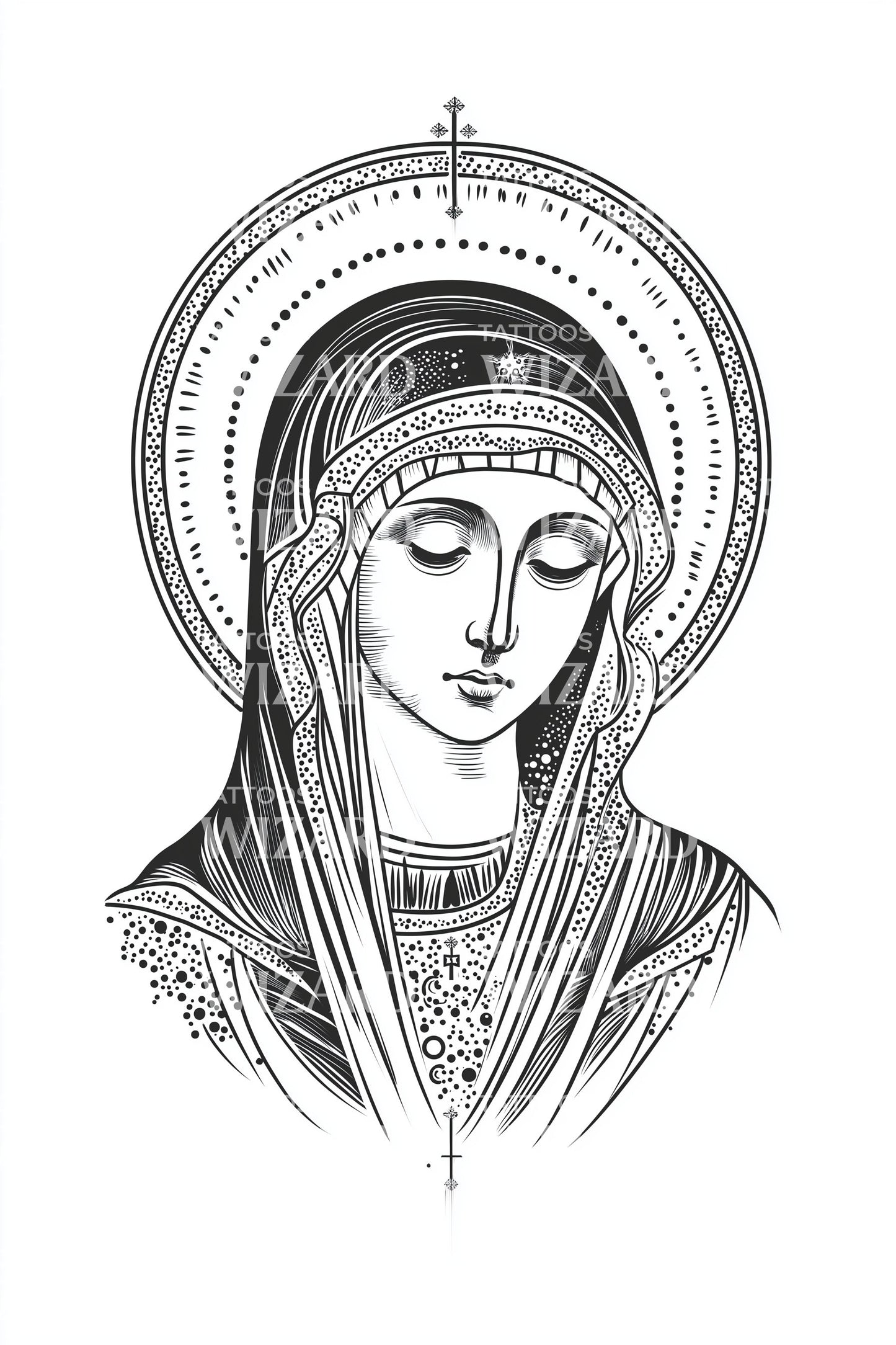 Design de tatouage emblématique d'auréole de Madonna