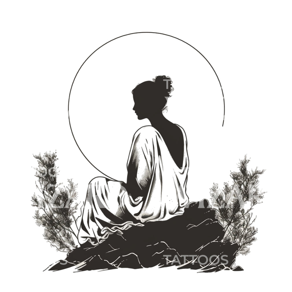 Minimalist Greek Woman with Toge Tattoo Design