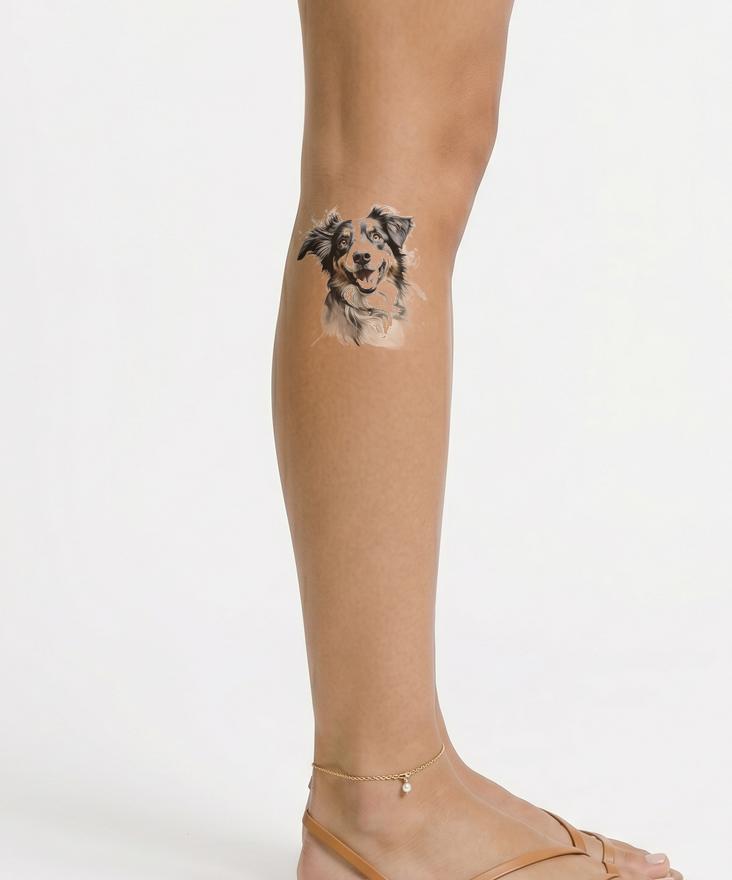 Australische Herder Portret Tattoo Ontwerp