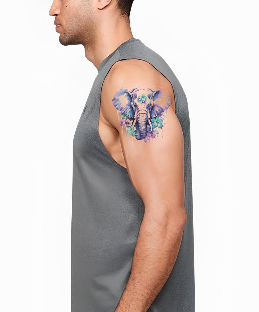 Design del Tatuaggio di Fiori di Elefante Viola
